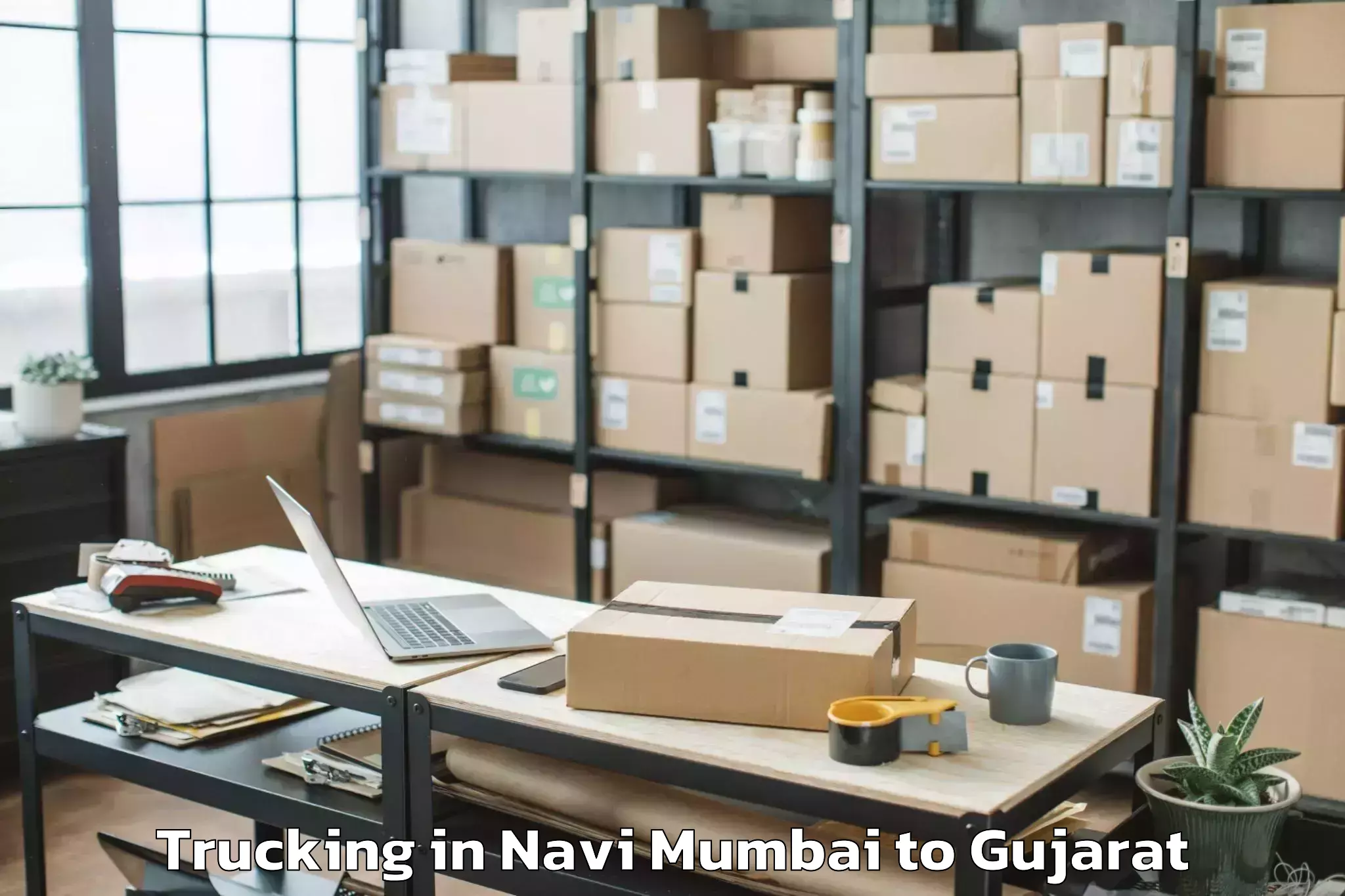 Top Navi Mumbai to Crystal Mall Rajkot Trucking Available